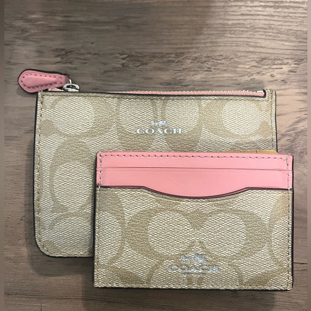 coach monogram coin pouch and card case